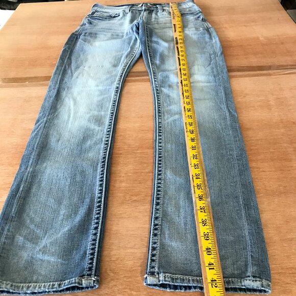 BKE Jake Straight Leg Jeans Men 32x33 Blue Low Rise Stretch Thick Stitch 18028 - Picture 6 of 14